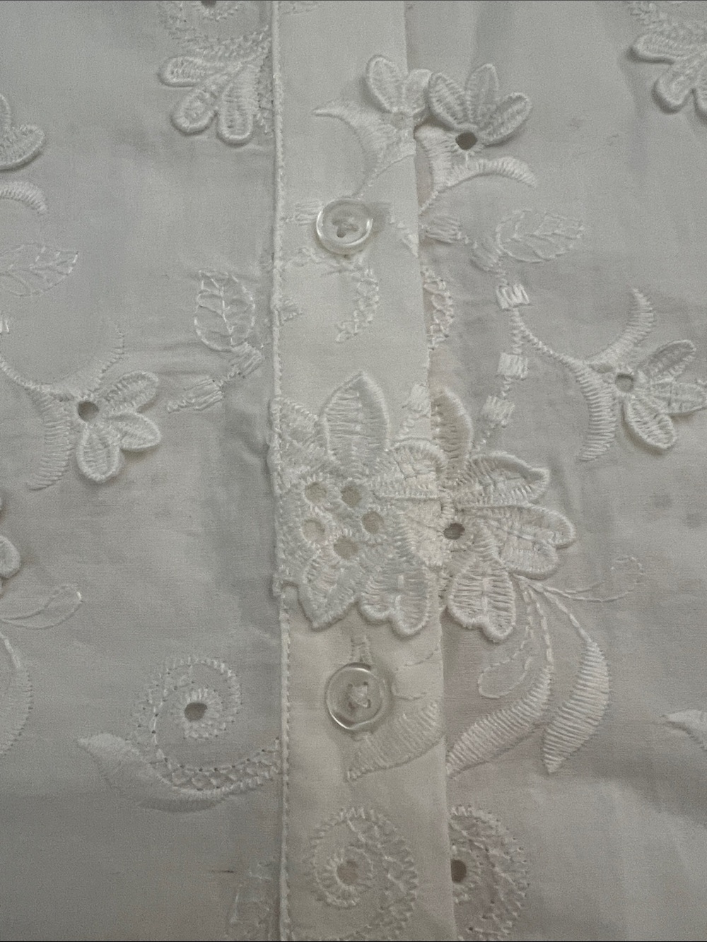 Adrianna Papell White Eyelet Embroidered Cotton Blouse M - Picture 6 of 16